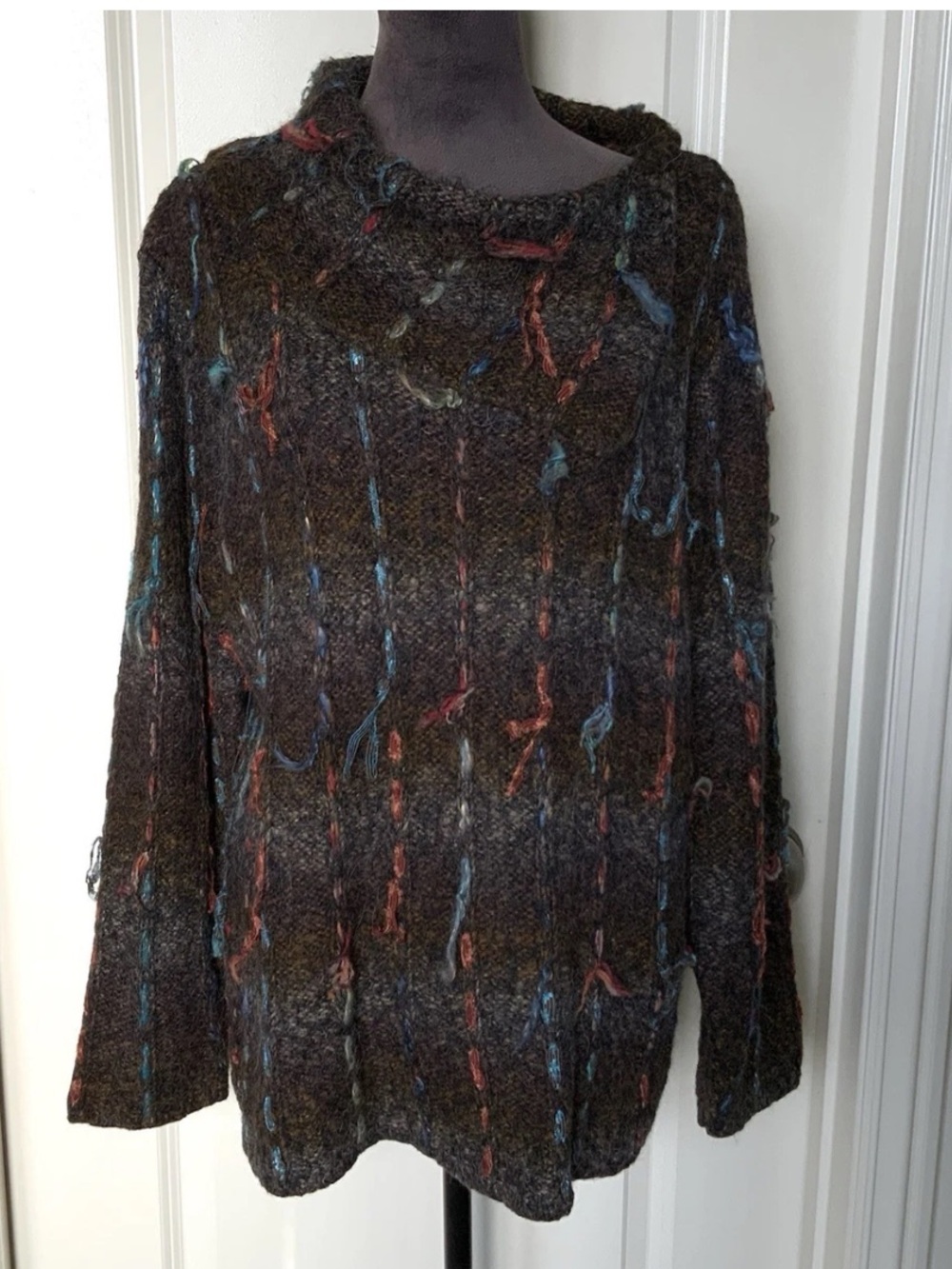 Chico’s Textured Mohair Wool Blend Cowl Neck Sweater Size 3 XL